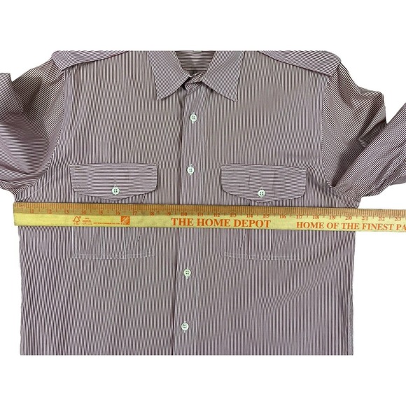 Burberry London Men Red White Striped‎ Long Sleeve Button Up Shirt Sz M - Picture 7 of 7